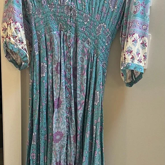 Spell 💜Floral Blue Maxi Dress Spell💜 - Picture 3 of 5